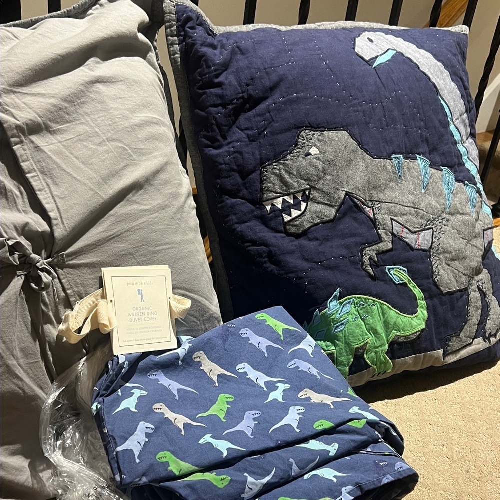 Organic Warren Dino Duvet Cover and 2 Euro Shams